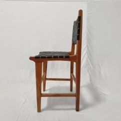Wooden Barstool with Leather Weaving